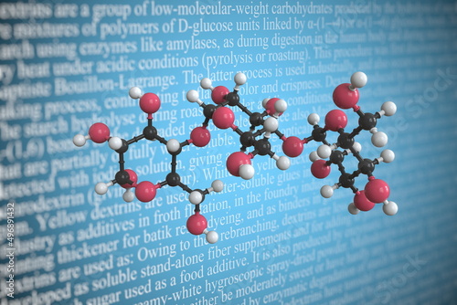 Dextrin scientific molecular model, 3D rendering photo