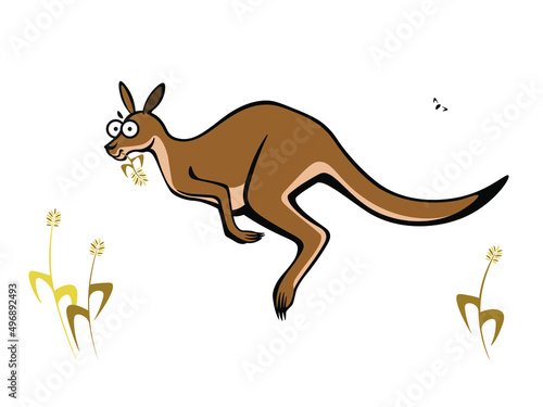 Cute cartoon kangaroo hopping
