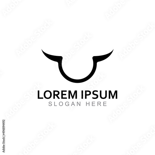 Bull's head horn logo. Using a vector illustration template design concept.