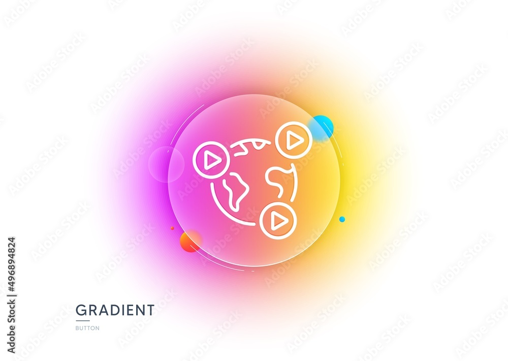 Virtual conference line icon. Gradient blur button with glassmorphism. Online training sign. Web presentation symbol. Transparent glass design. Video conference line icon. Vector