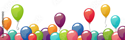colored flying balloons seamless row