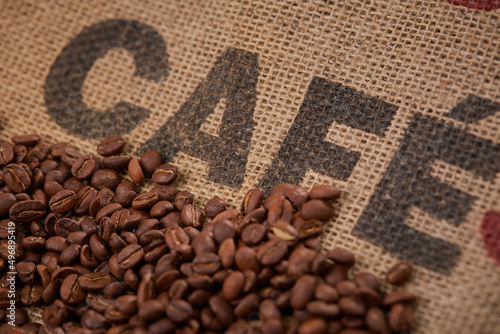coffee beans on the vintage background photo