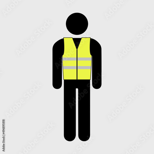 Stick figure with yellow safety vest