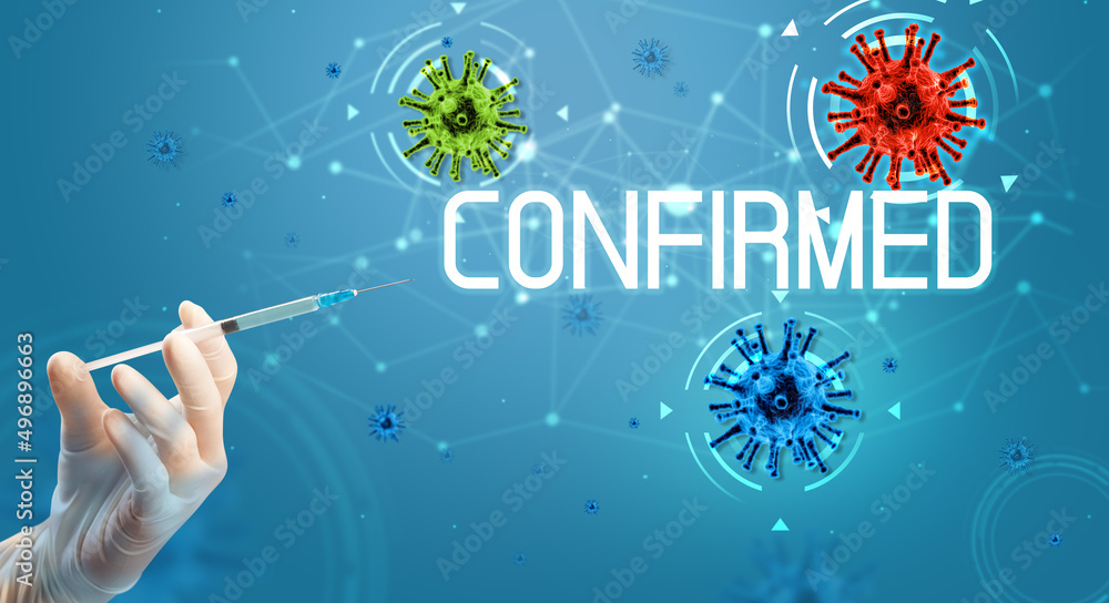 Syringe, medical injection in hand, coronavirus vaccine concept Syringe, medical injection in hand, coronavirus vaccine concept