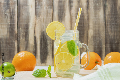 A fresh, water drink infused with orange, lemon and lime