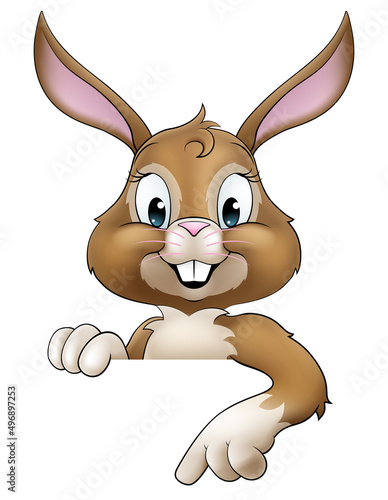 Easter Bunny Rabbit Cartoon Character Peeking Sign