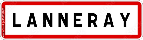 Panneau entrée ville agglomération Lanneray / Town entrance sign Lanneray