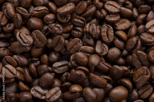 Close up of a bunch of coffee beans 
