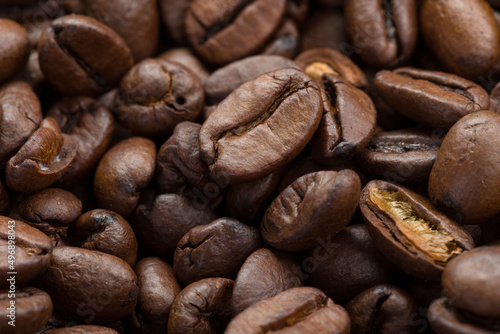 extreme close-up of coffee beans 