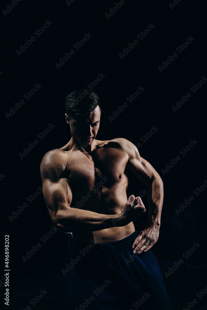 Fototapeta premium ukrainian jock powerlifter sportsman street playground runner 