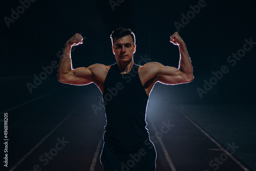 ukrainian jock powerlifter sportsman street playground runner  photo