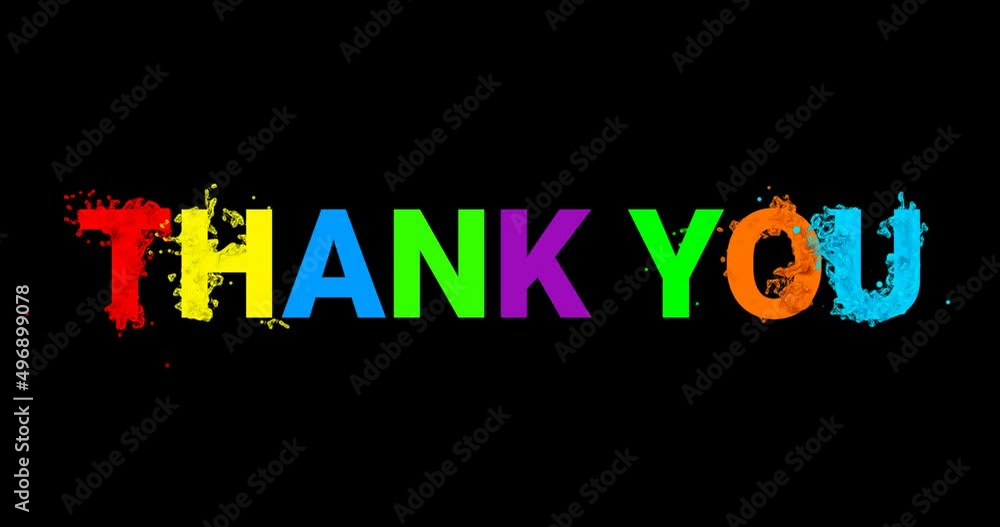 Thank you text animation in colorful with particle for Celebration, Wishes, Events, Message, holiday, festival. Flat design with colorful letter on black background Thank you text animation in colorful with particle for Celebration, Wishes, Events, Message, holiday, festival. Flat design with colorful letter on black background