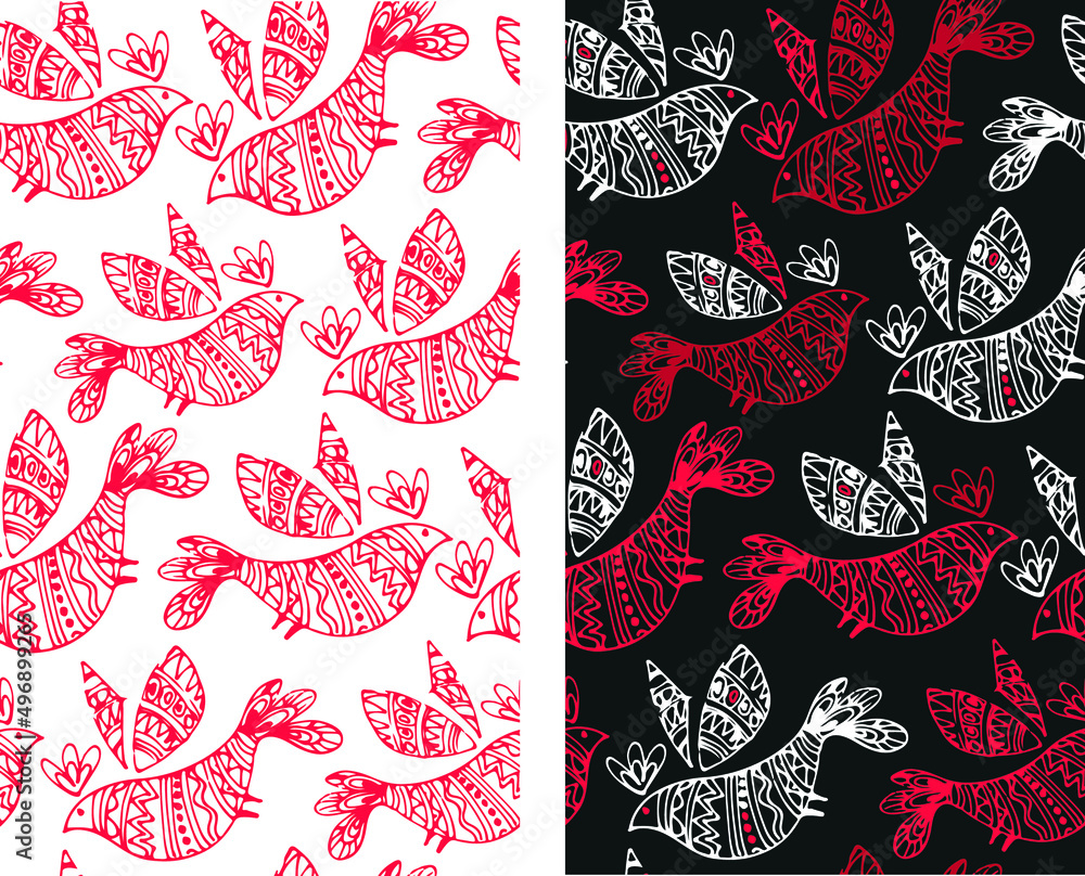 Naklejka premium Cute hand drawn floral pattern. Flower and leaf background. Spring summer pattern.