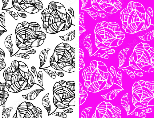Cute hand drawn floral pattern. Flower and leaf background. Spring summer pattern.