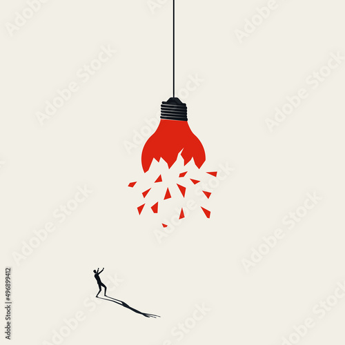 Business creativity vector concept, light bulb explosion. Symbol of creative idea, brainstorming. Minimal illustration
