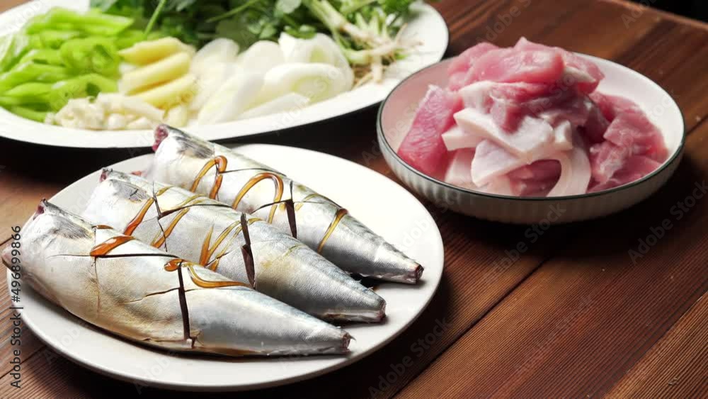 Special Chinese food home-style braised mackerel and ingredients Special Chinese food home-style braised mackerel and ingredients