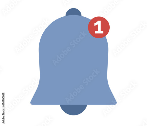 Notification icon. Ringing bell or alarm concept. Number of unopened or unread new notifications. Vector flat illustration