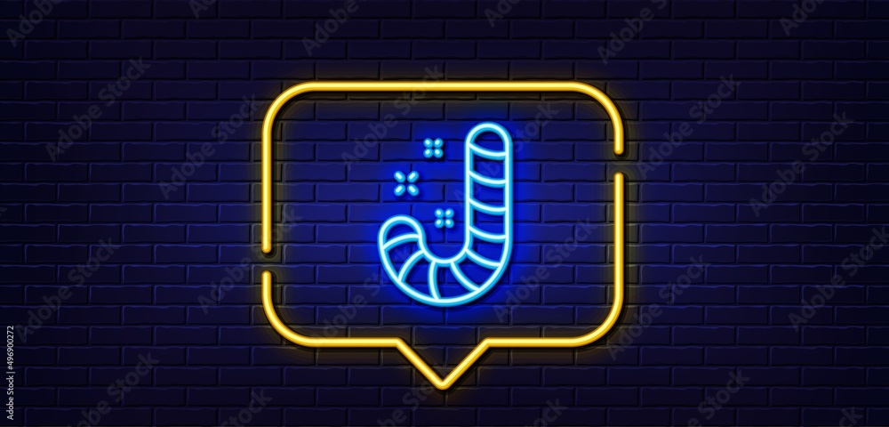Neon light speech bubble. Christmas candy line icon. Cane lollypop sign. Neon light background. Candy glow line. Brick wall banner. Vector Neon light speech bubble. Christmas candy line icon. Cane lollypop sign. Neon light background. Candy glow line. Brick wall banner. Vector