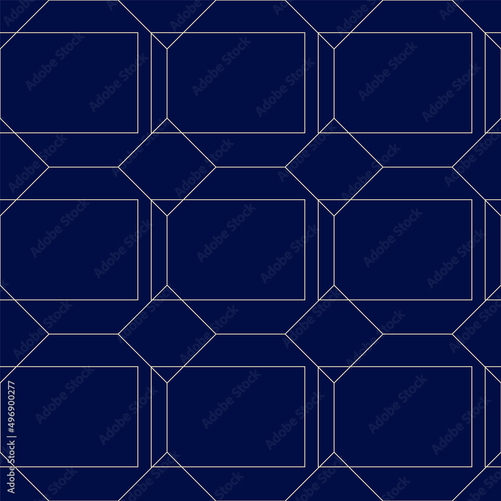 Dark blue seamless pattern. Square shapes. Art deco style. Simple abstract print. Editable stroke. Vector illustration Dark blue seamless pattern. Square shapes. Art deco style. Simple abstract print. Editable stroke. Vector illustration