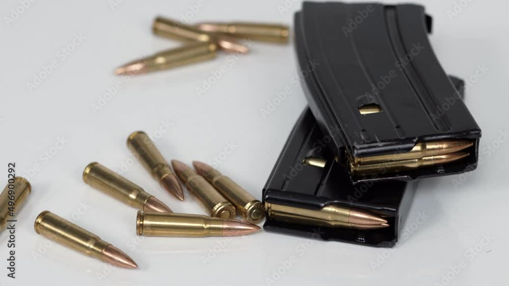 Black iron modern army military machine gun and cartridges, small arms