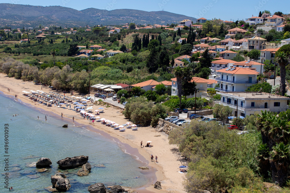 Zaga beach in Koroni, a coastal town in Messenia, Peloponnese,Greece. 