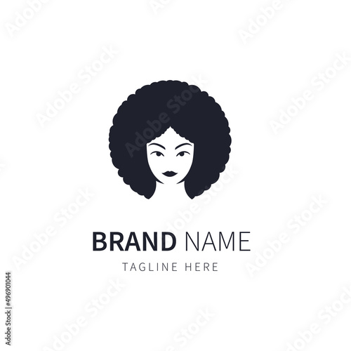 woman logo illustration with afro hair