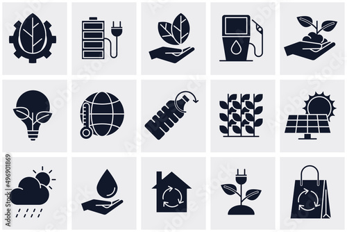 ecology set icon symbol template for graphic and web design collection logo vector illustration