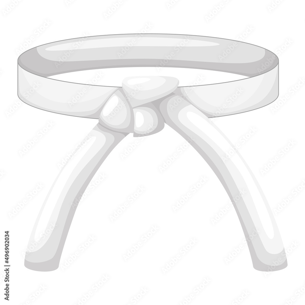 Karate belt white color isolated on white background. Design icon of Japanese martial art in flat style. Karate belt white color isolated on white background. Design icon of Japanese martial art in flat style.