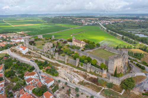 Aerial view of castle at Montemor-o-Velho town in Portugal photo