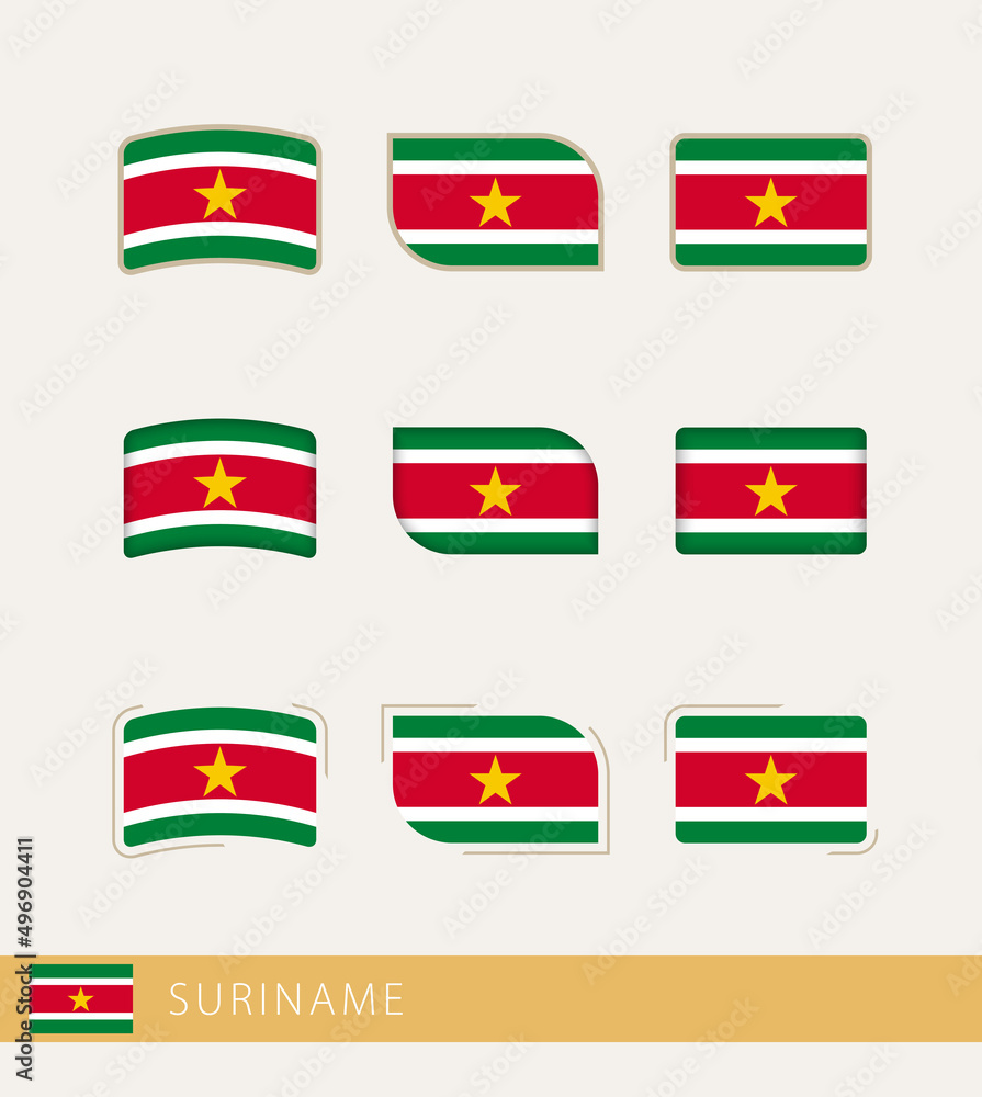 Vector flags of Suriname, collection of Suriname flags. Vector flags of Suriname, collection of Suriname flags.