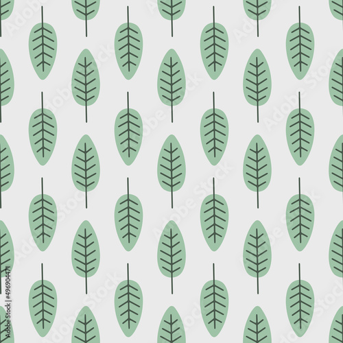 Leaves cute seamless pattern. Vector illustration for fabric design, gift paper, baby clothes, textiles, cards.
