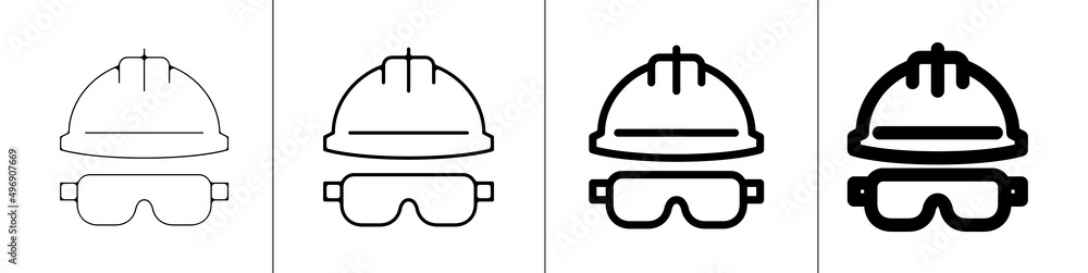 Pictogramme icone logo équipement sécurité travail casque et lunette Stock  Vector | Adobe Stock