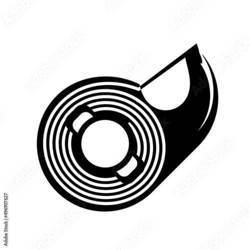 Sticky tape skein hank adhesive scotch tape icon logo isolated on white background. Illustration for stationery store