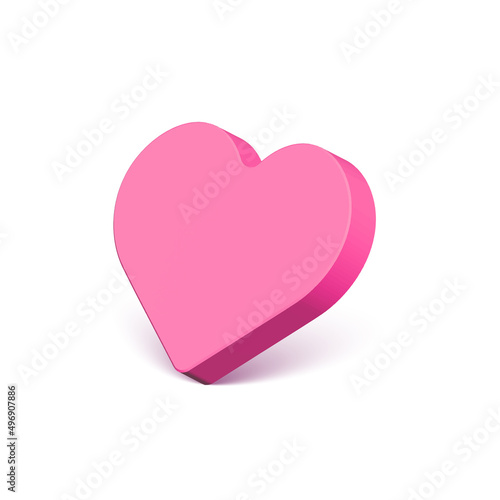 3d pink color heart. Vector