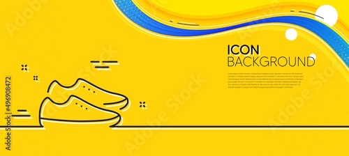 Shoes line icon. Abstract yellow background. Sport footwear sign. Fashion sneakers symbol. Minimal shoes line icon. Wave banner concept. Vector