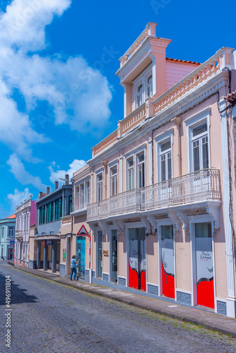 Colorful facades in Portuguse town Horta photo