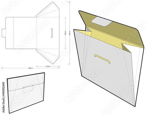 Packaging Envelope and Die-cut Pattern. The .eps file is full scale and fully functional. Prepared for real cardboard production.