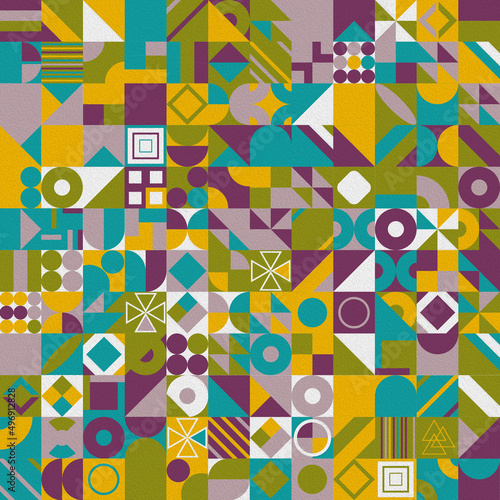 Retro pattern of different shapes. Colorful vector mosaic backdrop. Geometric hipster retro background. 