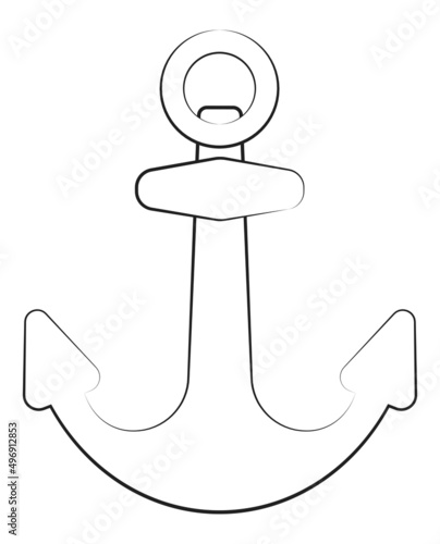 Vector drawn isolated black contour anchor