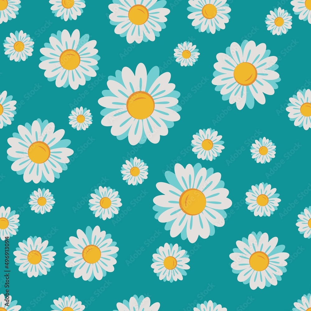 Floral seamless pattern with chamomile flowers Vector image for textile.
Floral seamless pattern with chamomile flowers Vector image for textile.