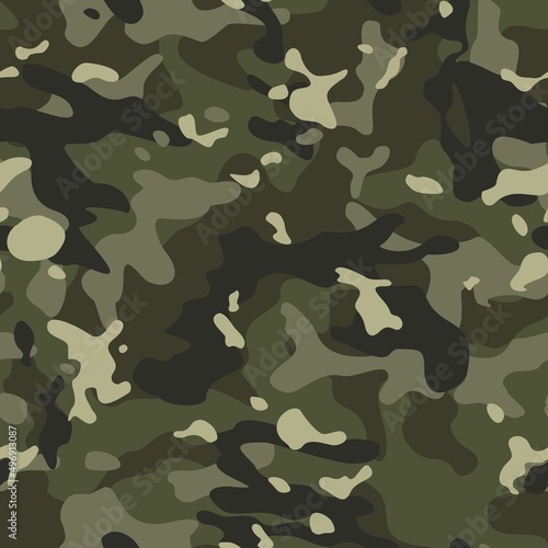 
Vector camouflage background, military seamless texture, forest pattern for print.