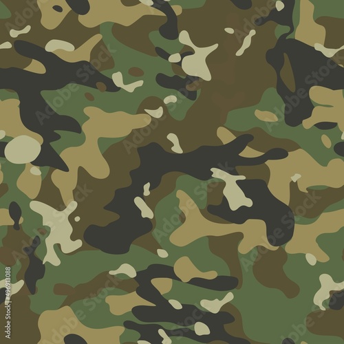 Military camouflage pattern, modern seamless background, classic texture. Ornament. Disguise