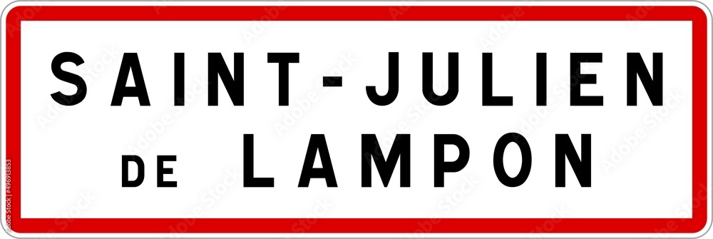 Panneau entrée ville agglomération Saint-Julien-de-Lampon / Town entrance sign Saint-Julien-de-Lampon