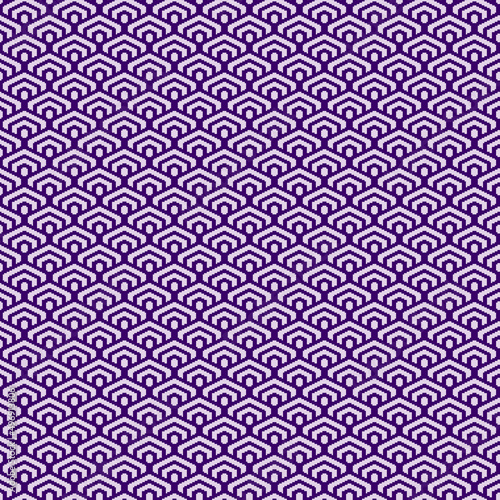colorful simple vector pixel art mint blue magenta and deep violet seamless pattern of minimalistic geometric scaly hexagon pattern in japanese style