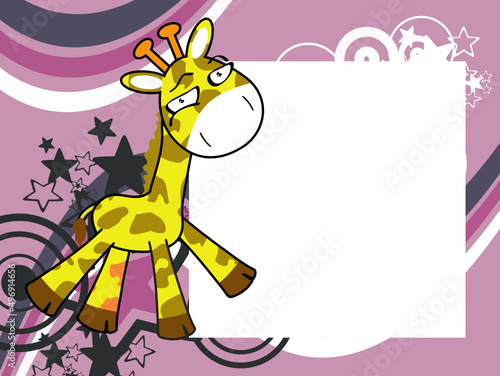 funny giraffe cartoon kawaii expression pictureframe