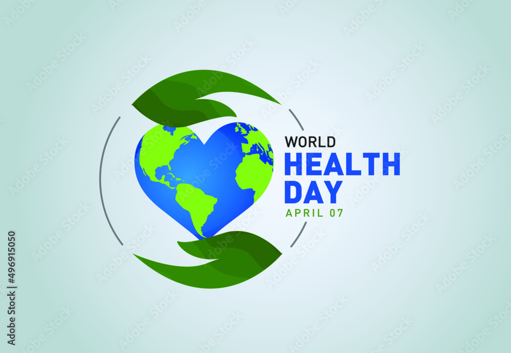 Our planet, our health. World Health day 2022 concept vector illustration background. World health day concept text design with doctor stethoscope.