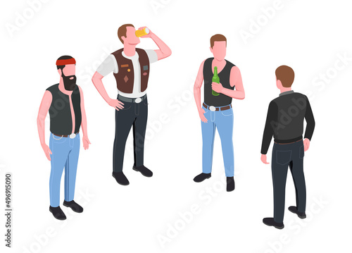 Bikers Isometric Illustration