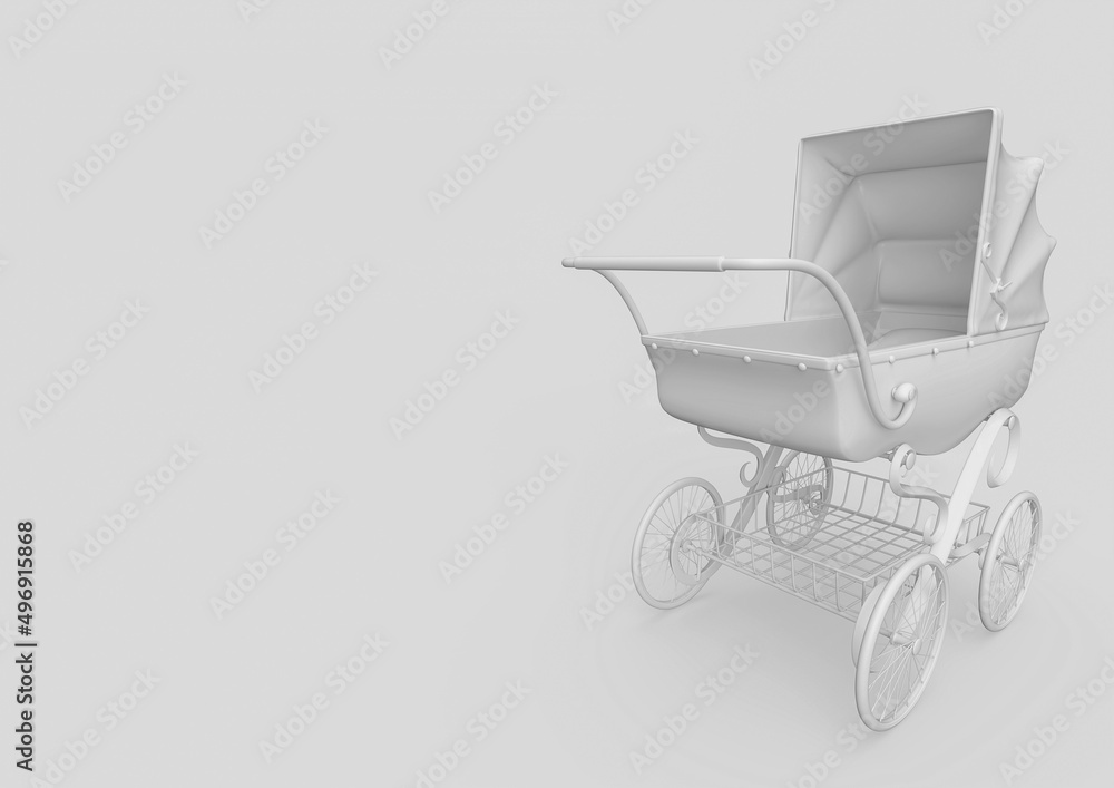 victorian pram in minimalism concept on pastel background front side view with copy space victorian pram in minimalism concept on pastel background front side view with copy space
