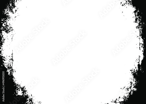 Grunge border vector texture background. Abstract frame overlay. Dirty and damaged backdrop. Vector graphic illustration with transparent white. EPS10.