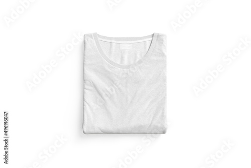 Blank white folded square t-shirt mock up, top view